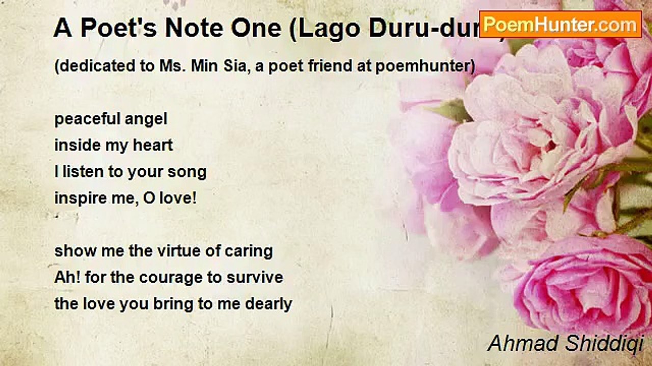 Ahmad Shiddiqi - A Poet's Note One (Lago Duru-duru)