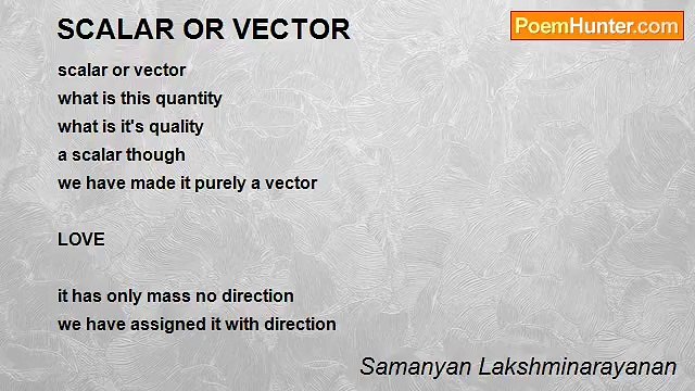 Samanyan Lakshminarayanan - SCALAR OR VECTOR