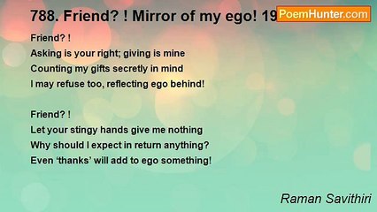 Raman Savithiri - 788. Friend? ! Mirror of my ego! 190209