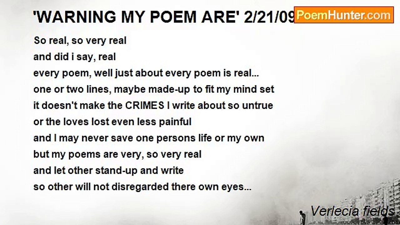 Verlecia fields - 	 'WARNING MY POEM ARE' 2/21/09
