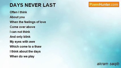akram saqib - DAYS NEVER LAST