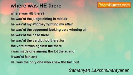 Samanyan Lakshminarayanan - where was HE there