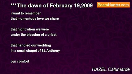 HAZEL Calumarde - ***The dawn of February 19,2009