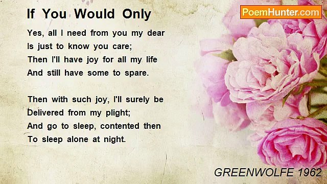 GREENWOLFE 1962 - If You Would Only
