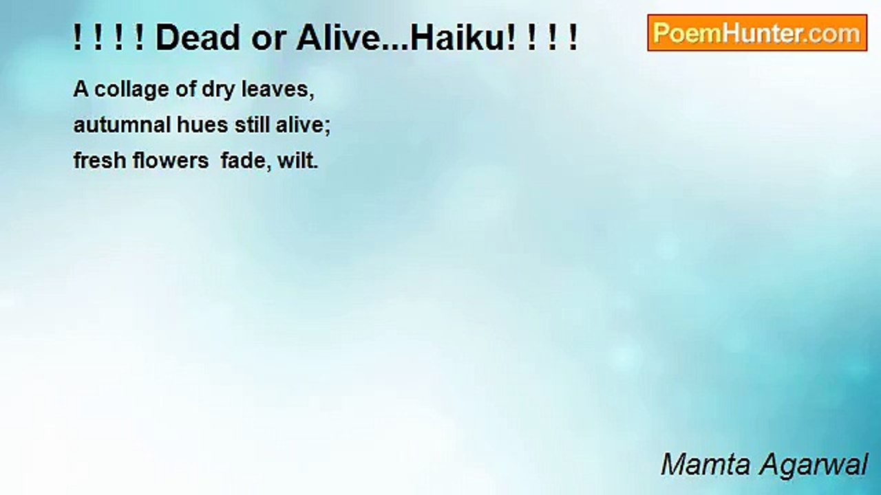Mamta Agarwal - ! ! ! ! Dead or Alive...Haiku! ! ! !