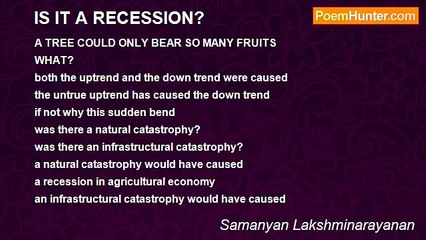 Samanyan Lakshminarayanan - IS IT A RECESSION?