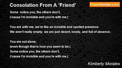 Kimberly Morales - Consolation From A 'Friend'