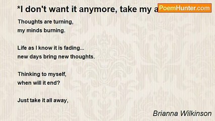 Brianna Wilkinson - *I don't want it anymore, take my addiction?