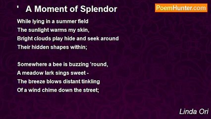 Linda Ori - '   A Moment of Splendor