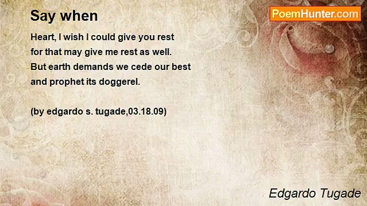 Edgardo Tugade - Say when