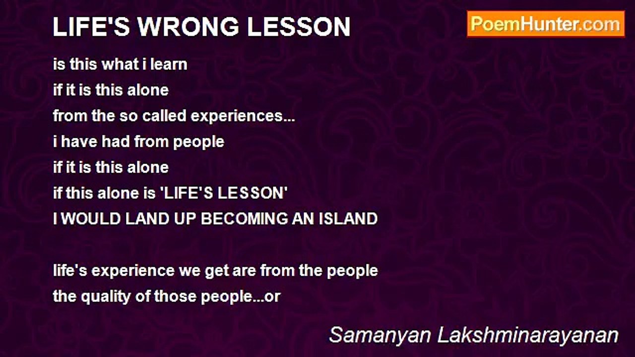 Samanyan Lakshminarayanan - LIFE'S WRONG LESSON