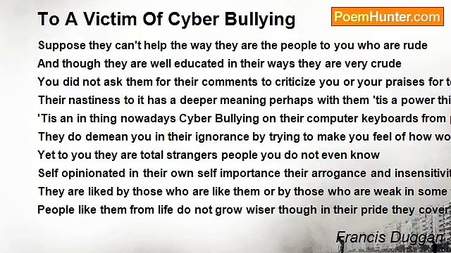 Francis Duggan - To A Victim Of Cyber Bullying