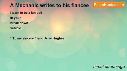 nimal dunuhinga - A Mechanic writes to his fiancee