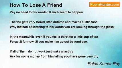 Palas Kumar Ray - How To Lose A Friend