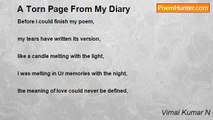 Vimal Kumar N - A Torn Page From My Diary