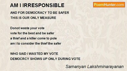 Samanyan Lakshminarayanan - AM I IRRESPONSIBLE