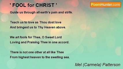 Carmela Patterson - ' FOOL for CHRIST '