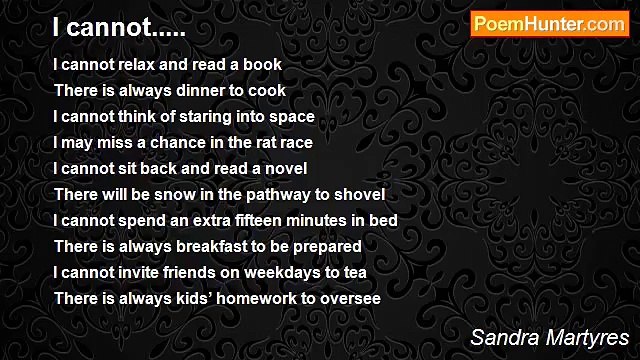 Sandra Martyres - I cannot.....