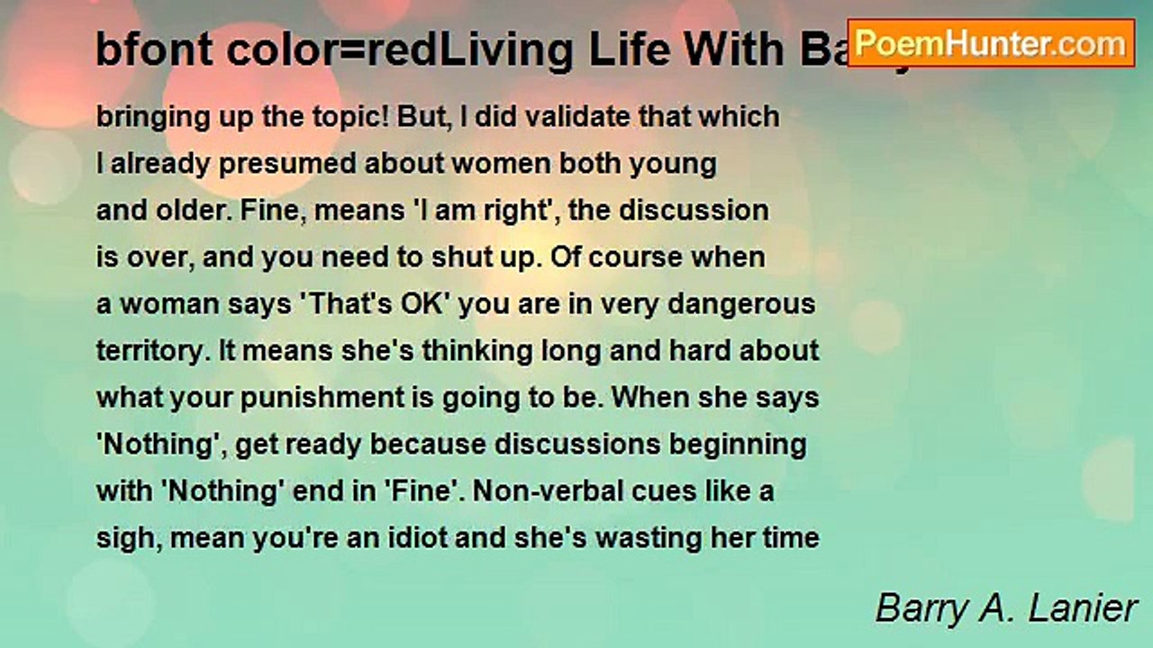 Barry A. Lanier - bfont color=redLiving Life With Barry II
