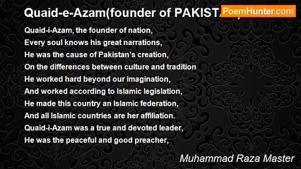 Muhammad Raza Master - Quaid-e-Azam(founder of PAKISTAN)