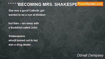 Dónall Dempsey - ' ' ' ' 'BECOMING MRS. SHAKESPEARE