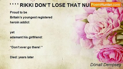 Dónall Dempsey - ' ' ' ' RIKKI DON’T LOSE THAT NUMBER