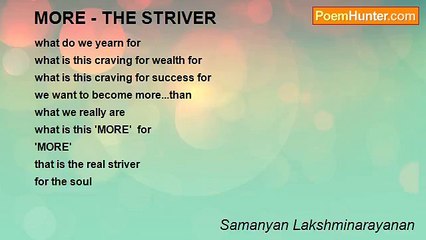 Samanyan Lakshminarayanan - MORE - THE STRIVER