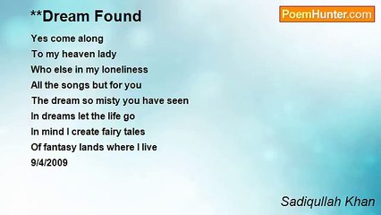 Sadiqullah Khan - Dream Found