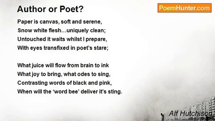 Alf Hutchison - Author or Poet?