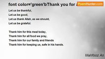 Mahfooz Ali - font color='green'bThank you for all