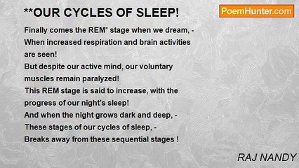 RAJ NANDY - **OUR CYCLES OF SLEEP!