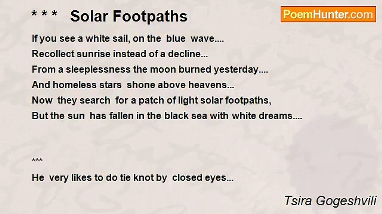 Tsira Gogeshvili - * * *   Solar Footpaths