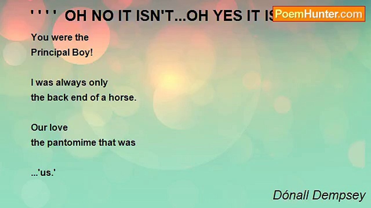 Dónall Dempsey - ' ' ' '  OH NO IT ISN'T...OH YES IT IS!