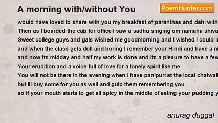 anurag duggal - A morning with/without You
