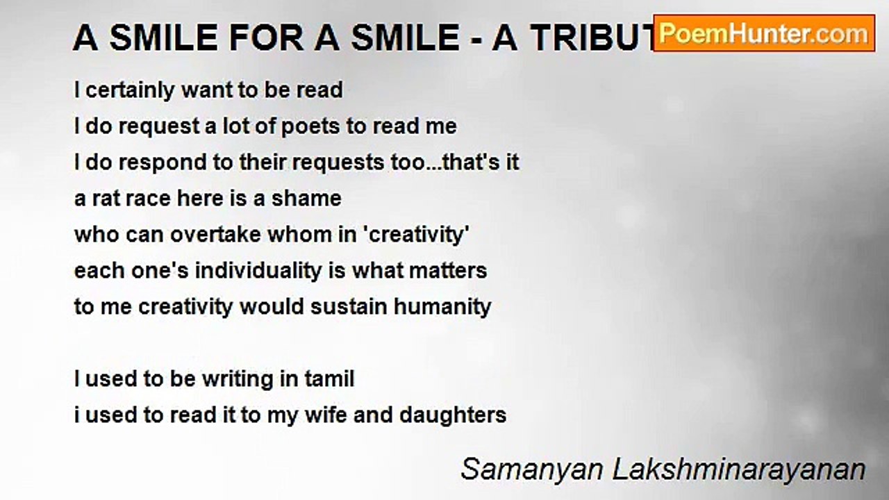 Samanyan Lakshminarayanan - A SMILE FOR A SMILE...
