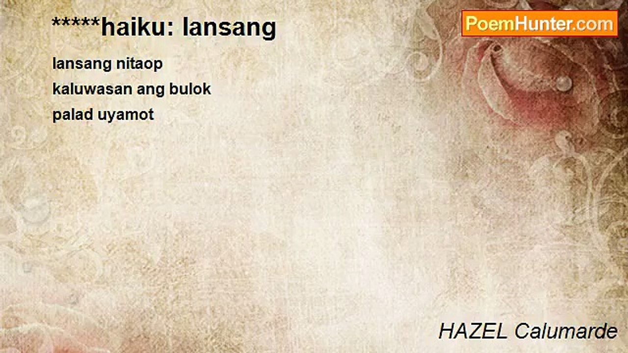 HAZEL Calumarde - *****haiku: lansang