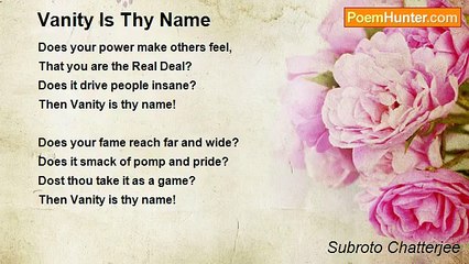 Subroto Chatterjee - Vanity Is Thy Name