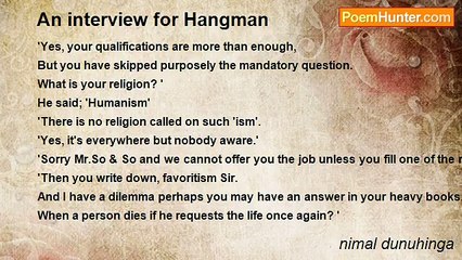 nimal dunuhinga - An interview for Hangman