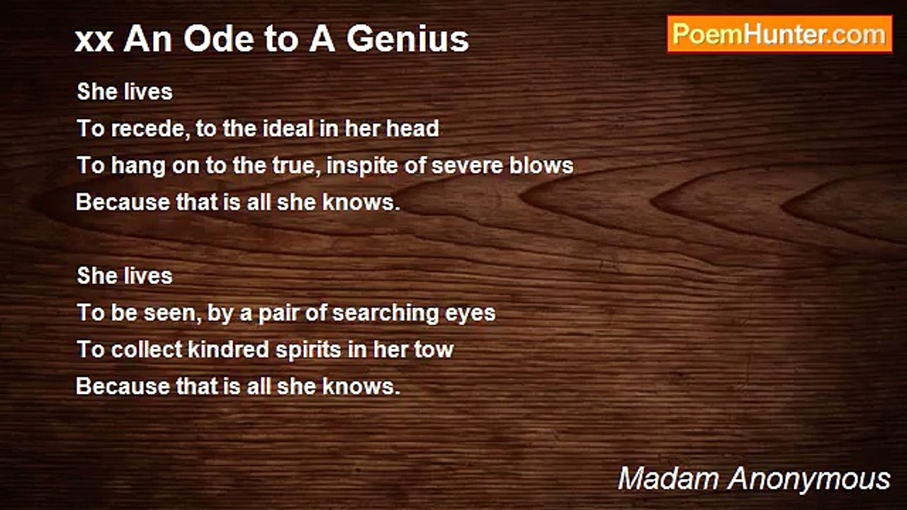 Madam Anonymous - xx An Ode to A Genius