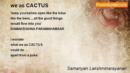 Samanyan Lakshminarayanan - we as CACTUS