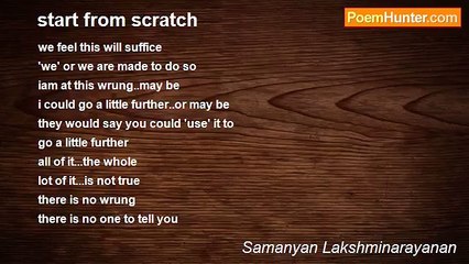 Samanyan Lakshminarayanan - start from scratch