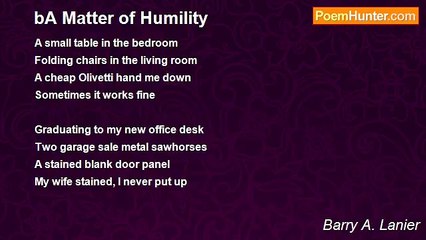 Barry A. Lanier - bA Matter of Humility