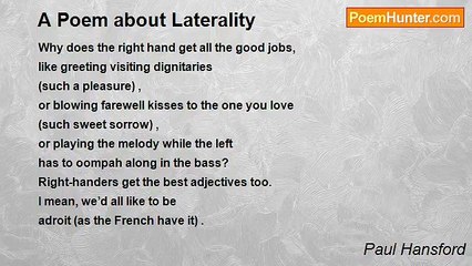 Paul Hansford - A Poem about Laterality