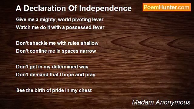 Madam Anonymous - A Declaration Of Independence