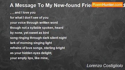 Lorenzo Costigliolo - A Message To My New-found Friend, Continued...