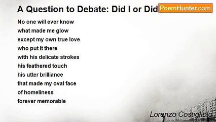 Lorenzo Costigliolo - A Question to Debate: Did I or Didn’t I?