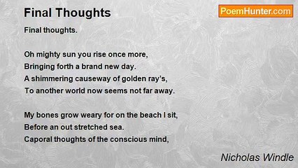 Nicholas Windle - Final Thoughts