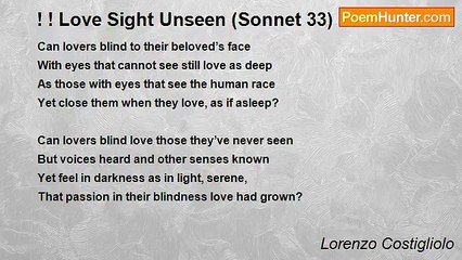 Lorenzo Costigliolo - ! ! Love Sight Unseen (Sonnet 33)