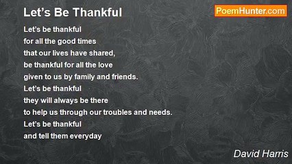 David Harris - Let’s Be Thankful