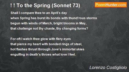 Lorenzo Costigliolo - ! ! To the Spring (Sonnet 73)